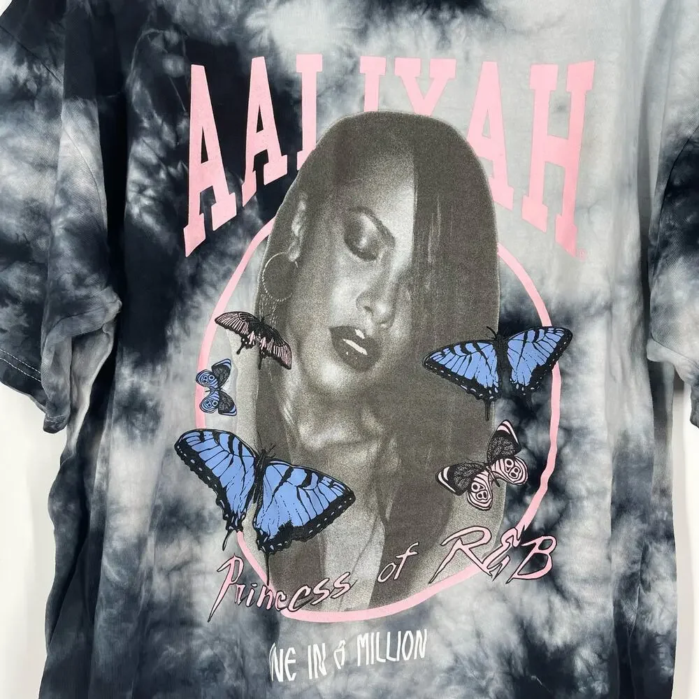 Aaliyah Princess Of R&B One In A Million Portrait Tie Dye T-Shirt Size 1X NWOT
